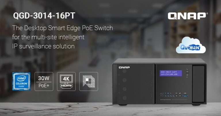 Read more about the article QNAP Launches the QGD-3014-16PT Desktop Smart Edge PoE Switch, Enabling Next-Generation Smart IP Surveillance and Remote Backup