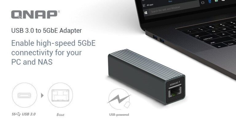Read more about the article QNAP Unveils the QNA-UC5G1T USB 3.0 to 5GbE Adapter, Empowering computers and NAS with 5GbE/2.5GbE/1GbE/100MbE connectivity