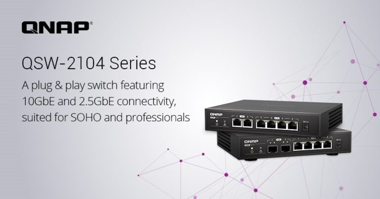 Read more about the article QNAP Launches 6 Port Unmanaged Switch QSW-2104 Series, Featuring 10GbE and 2.5GbE Connectivity for SOHO and Professionals