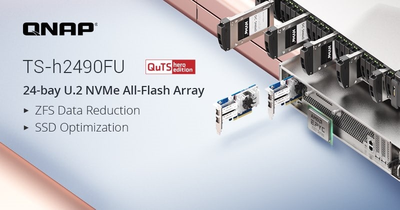You are currently viewing QNAP Launches 24-bay U.2 NVMe All-Flash TS-h2490FU NAS, Featuring 2nd Gen AMD EPYC™ 7002 Series CPU, ZFS Data Reduction and SSD Optimization