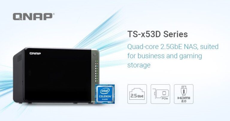 Read more about the article QNAP Launches Quad-core Intel-based TS-x53D 2.5GbE NAS Series, Featuring PCIe Expansion for 10 Gbps or M.2 SSD Cache Acceleration
