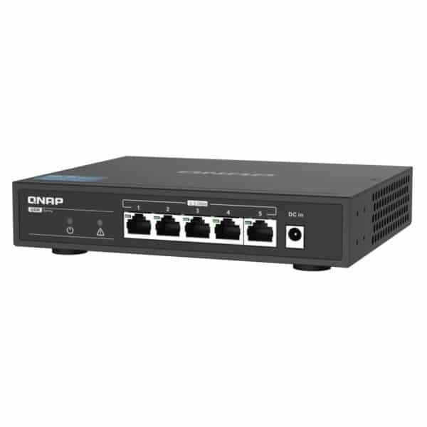 QNAP QSW-1105-5T 5-port switch from the top right