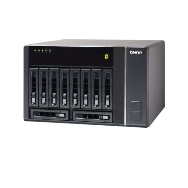 QNAP REXP-1000-Pro 10-bay tower expansion unit from the top right