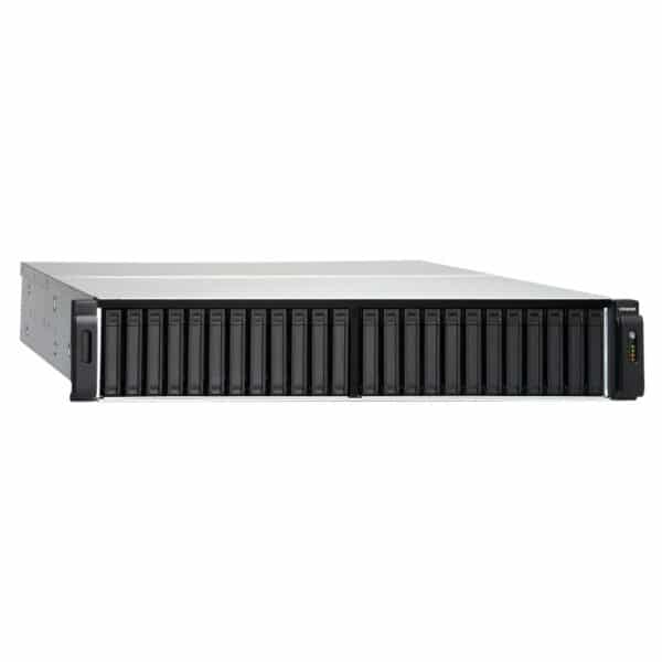 QNAP TES-3085U 30-Bay rack-mountable NAS from the top left