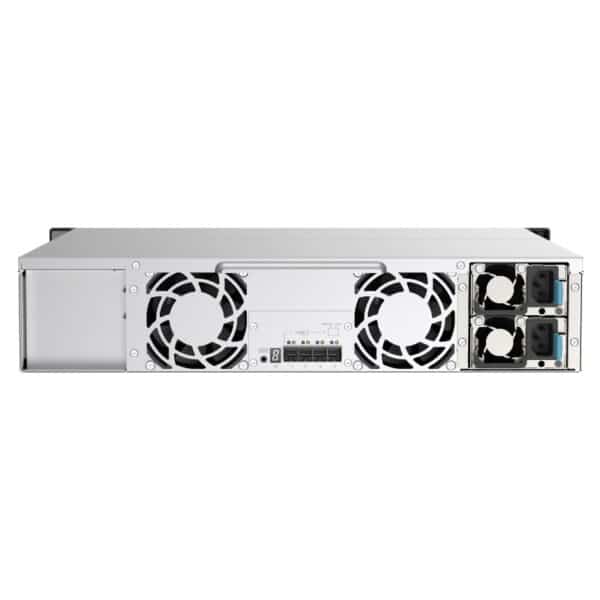 Back panel of the QNAP TL-R1220Sep-RP 12-Bay rack-mountable expansion unit