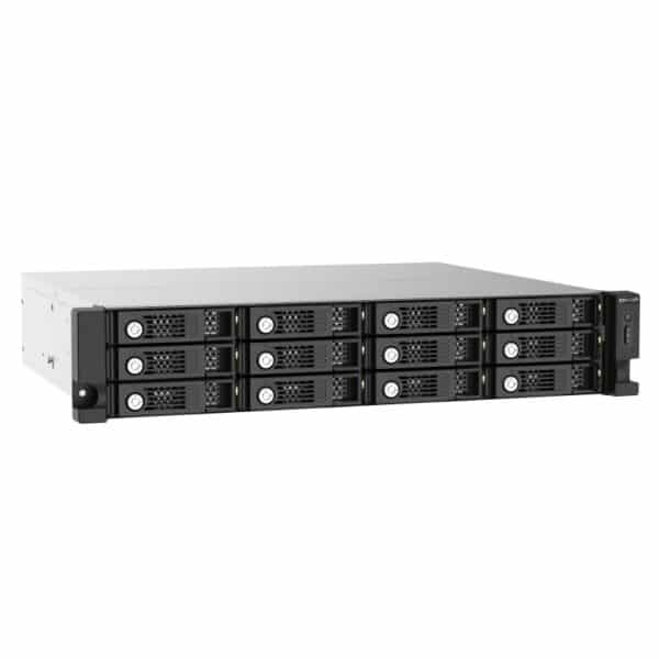 QNAP TL-R1220Sep-RP 12-Bay rack-mountable expansion unit from the top left