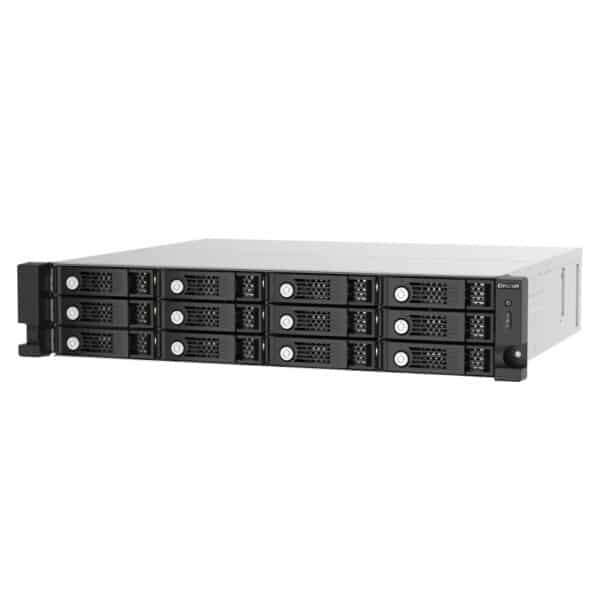 QNAP TL-R1220Sep-RP 12-Bay rack-mountable expansion unit from the top right