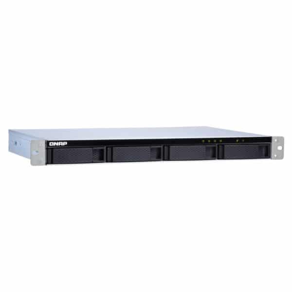 QNAP TL-R400S 4-bay rack-mountable storage enclosure from the top left