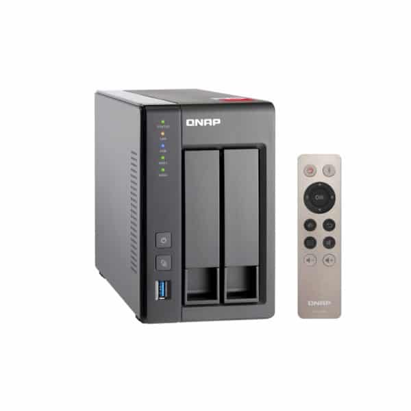QNAP TS-251+ 2-bay tower NAS from the top left