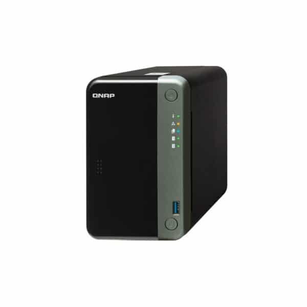 QNAP TS-253D 2-bay tower NAS from the top right