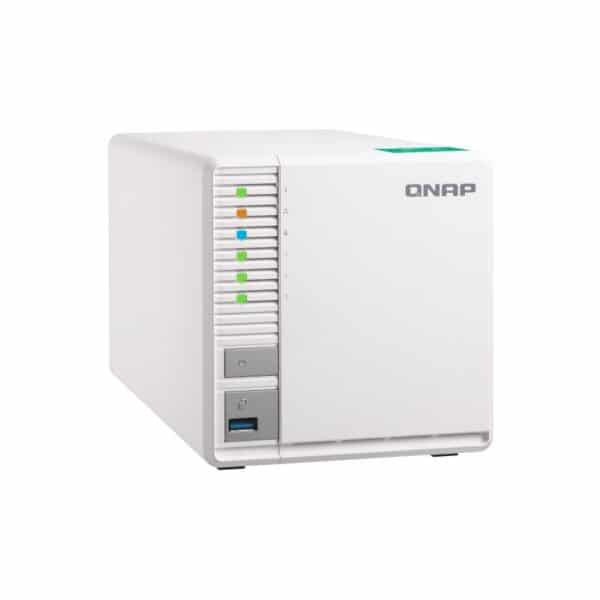 QNAP TS-328 3-bay tower NAS from the top left