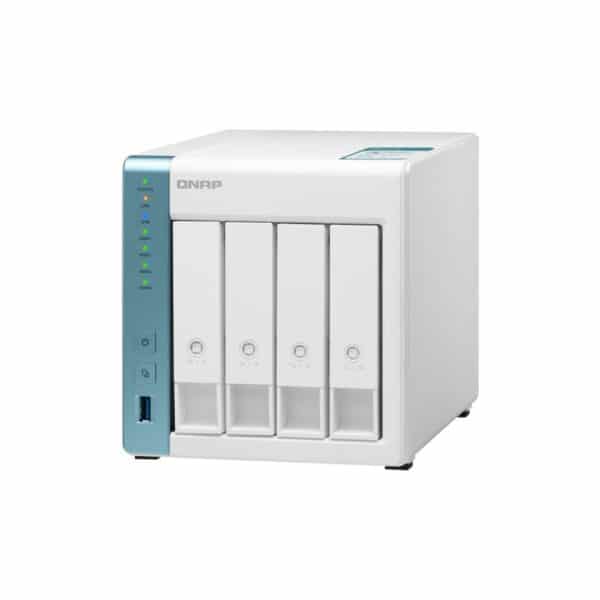 QNAP TS-431 4-bay tower NAS from the top right