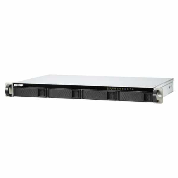QNAP TS-451DeU-RP 4-bay rack-mountable NAS from the top right