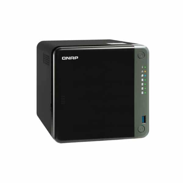 QNAP TS-453D 4-bay tower NAS from the top left