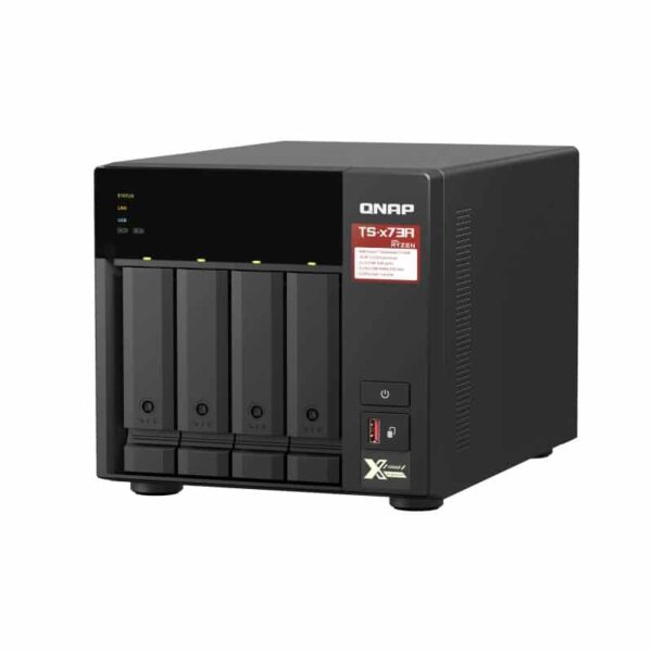 QNAP TS-473A 4-bay NAS from the top right