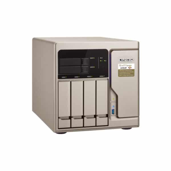 QNAP TS-677 6-bay tower NAS from the top left