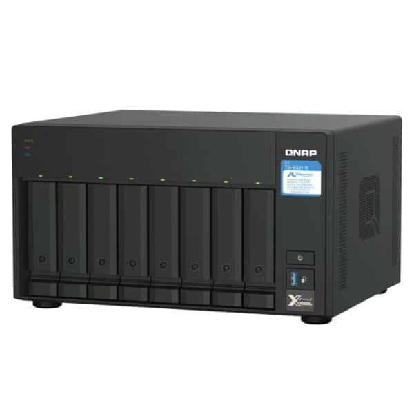 QNAP TS-832PX 8-bay tower NAS from the top right