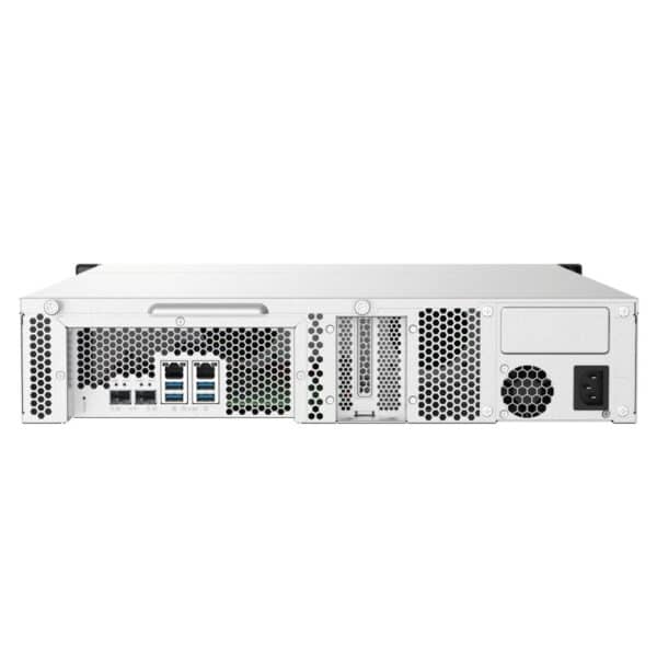 Back panel of the QNAP TS-832PUX 8-bay rack-mountable NAS