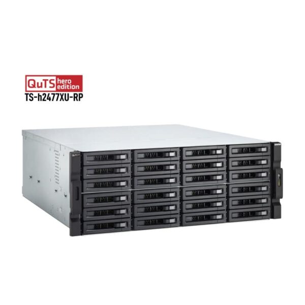 QNAP TS-h2477XU-RP 24-bay rack NAS from the top left