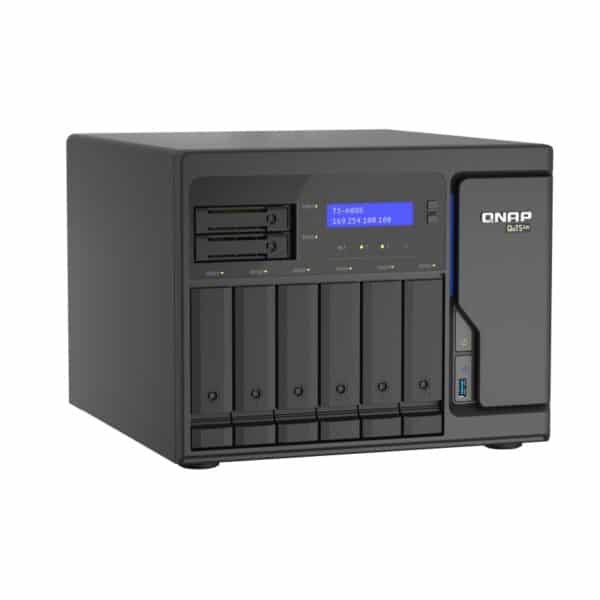 QNAP TS-h886 8-Bay tower NAS from the top left