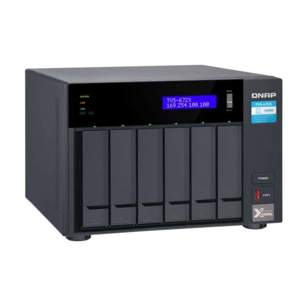QNAP TVS-672X 6-bay NAS from the top left
