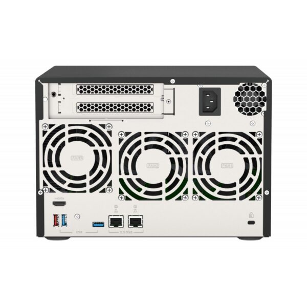 The back of the QNAP TVS-675-8G 8-Bay Tower NAS