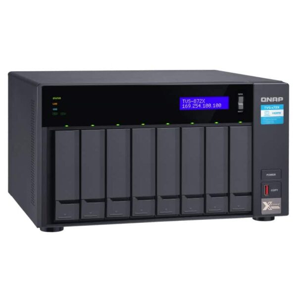 QNAP TVS-872X 8-bay NAS from the top left